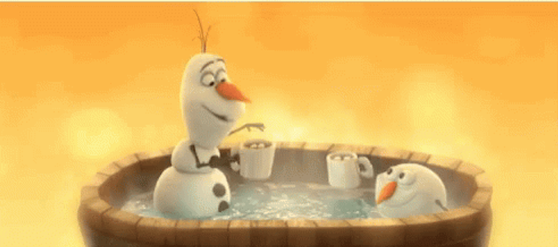 Olaf Frozen Drinking With Ice Friend  GIF