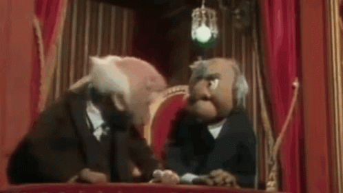 Old Puppets Statler And Waldorf Arguing GIF