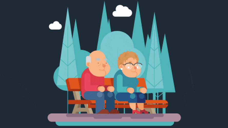 Old Couple At The Bench GIF 