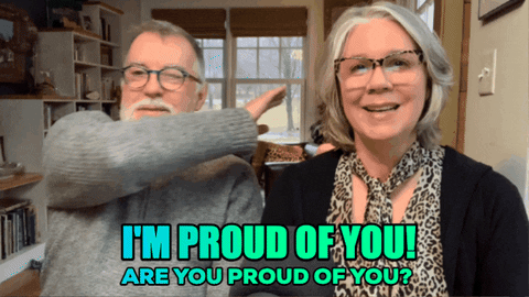 Old Couple Pat Myself On The Back GIF