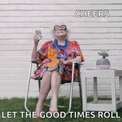 Old Lady Cheers GIF