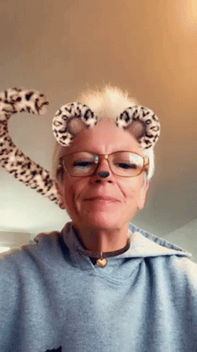 Old Lady Cute Cougar Ears Face App GIF