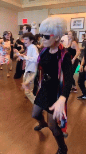 Old Silver Hair Lady Dancing Gracefully GIF