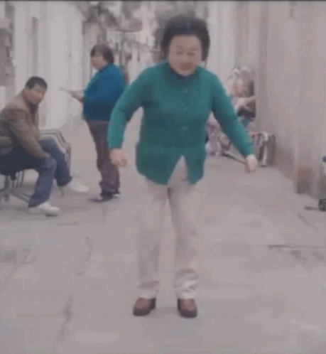 Asian Old Lady Funny Dancing GIF