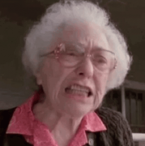 Old Lady Gritting Teeth