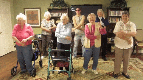 Old Lady Group Dancing In Hospice GIF