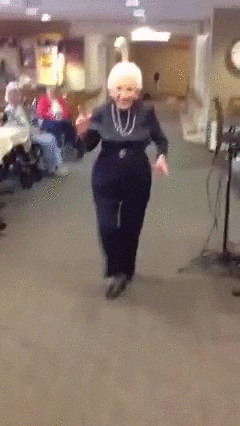 Old Lady Happily Dancing In Nursing Home GIF