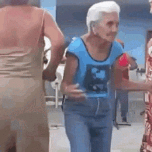 Old Lady Pumped Up Dancing GIF