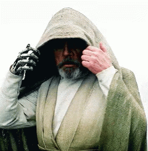 Old Luke Skywalker Removing Hood GIF