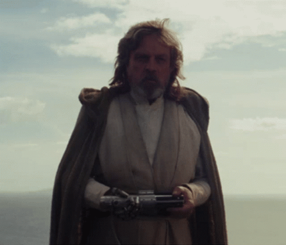 Old Luke Skywalker Throwing Light Saber GIF