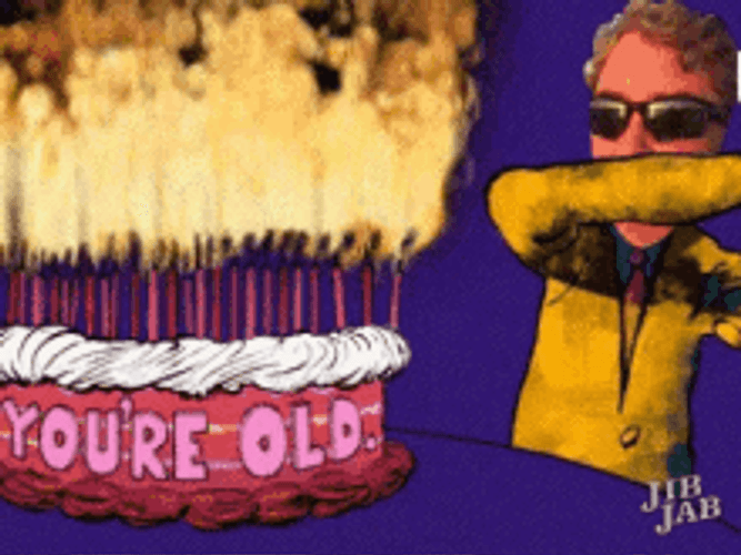 Old Man Birthday Birthday Cake Candles Jib Jab GIF