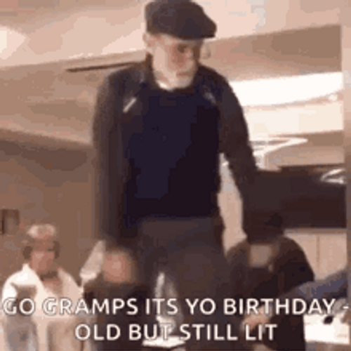 Old Man Birthday Dancing Lit GIF