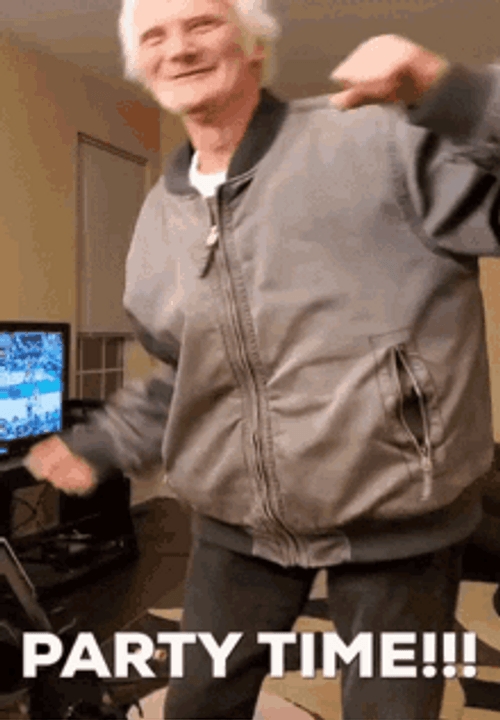 Old Man Birthday Party Time Dancing GIF