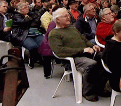 Old Man Broke White Chair And Fell GIF