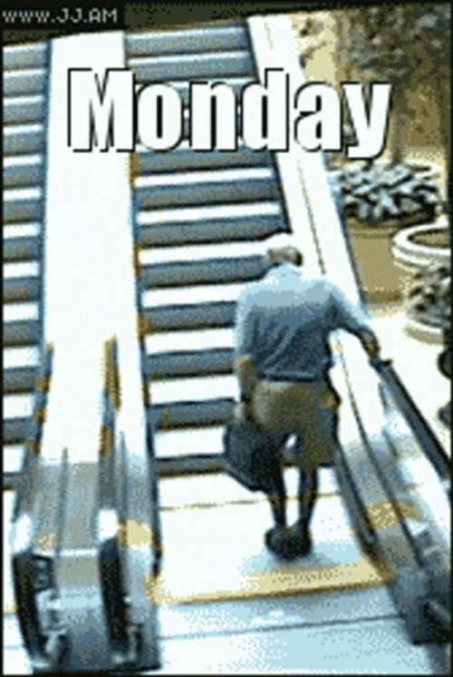 Old Man Crazy Monday On Escalator GIF