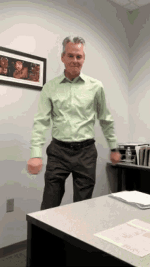 Old Man Dancing Office Alone GIF