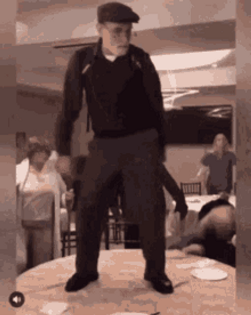 Old Man Dancing Top Table GIF