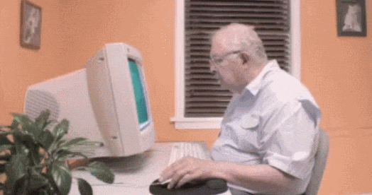 Old Man Deleting Computer Meme GIF