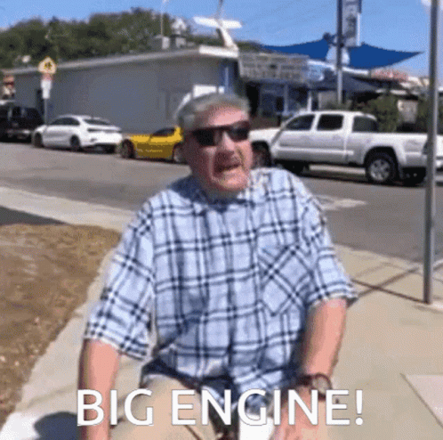 Old Man Expressing Love For Big Engine GIF