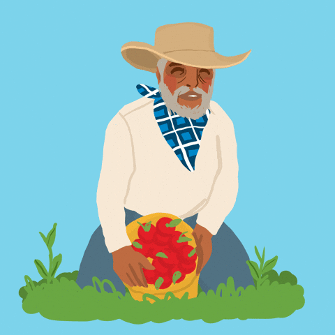 Old Man Farming Animation GIF