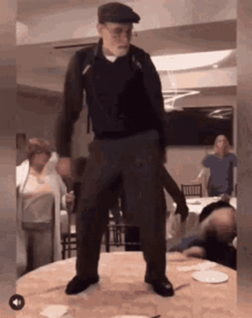 Old Man Grandpa Floss Dancing On Table GIF
