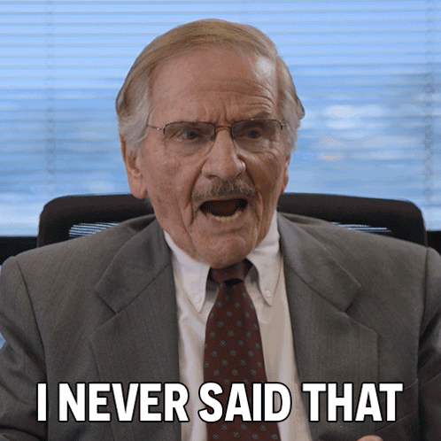Old Man in Suit Saying I Never Said That