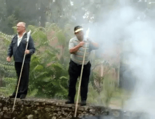 Old Man Lighting Firecracker GIF