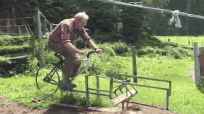 Old Man Power Pedal Bicycle Saw GIF