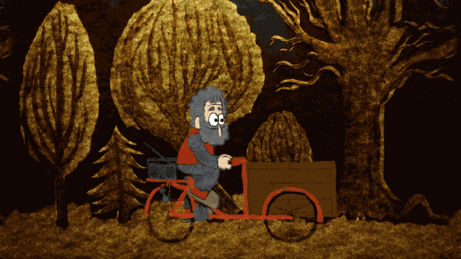 Old Man Riding Cycle Animation GIF