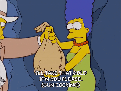 Old Man Robber Stealing From Marge Simpson GIF