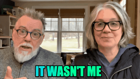 Old Man Says It Wasn't Me Pointing Woman GIF