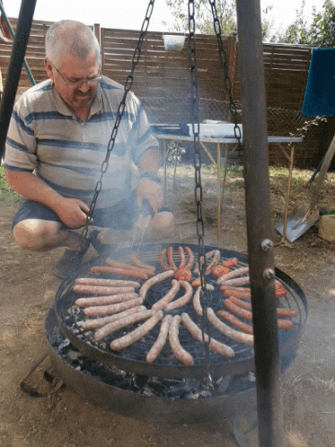 Old Man Unique Grilling Way GIF