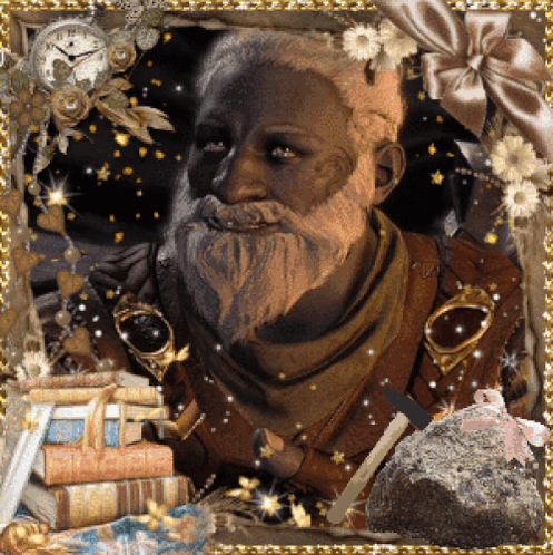 Old Man With Beard and Clock
