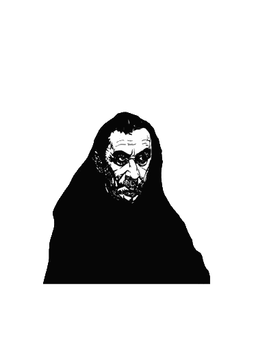 Old Man With Hood Drawing