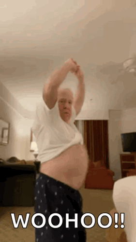 Old Man Woohoo Dancing Tummy GIF