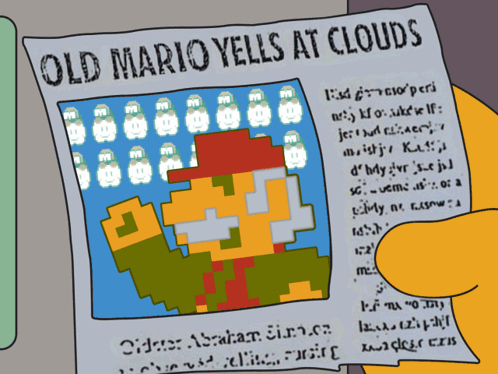 Old Mario Yells At Clouds Paper GIF