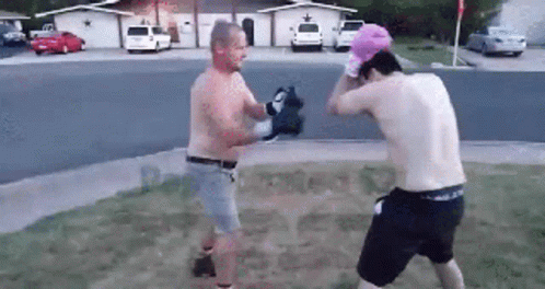 Old Men Fighting A Boxer GIF