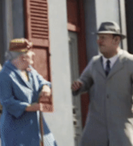 Old Men Fighting Outside The House GIF