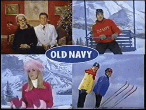 Old Navy Snow Advertisement Collage GIF