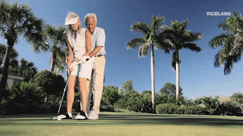 Old People Couple Playing Golf GIF