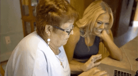 Old People Grandma Practice Using Laptop GIF