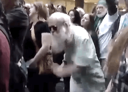 Old People In The Crowd Dancing GIF
