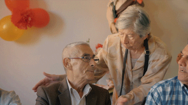Old People Sitting With Friends GIF