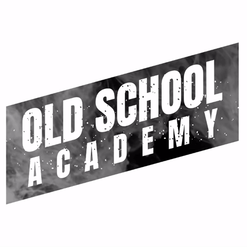 Old School Academy Is Written In White On A Black Background GIF