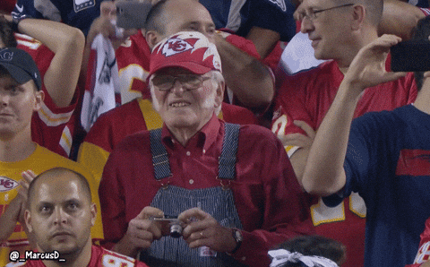 Old Sports Fan Taking Picture During Game GIF