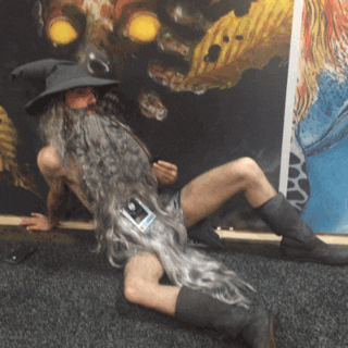 Old Wizard Mystique Cosplay Posing GIF