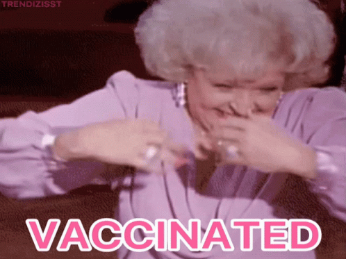 Old Woman Beaming For Vaccinated GIF