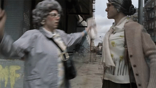 Old Women Chest Bump GIF