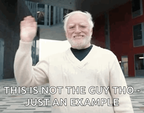 Older Bearded Man Waving Saying Not The Guy