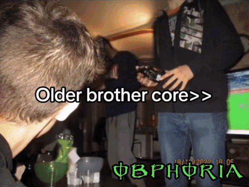 Older Brother Core Written On A Picture Of A Group Of People GIF